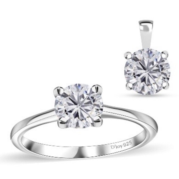 Moissanite 1.90 ctw Solitaire Ring (Size 5.0) and Pendant - Picture 1 of 5